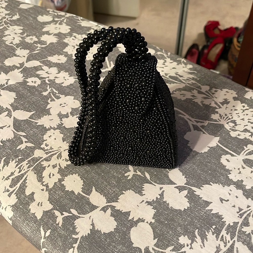 Black beaded evening bag
